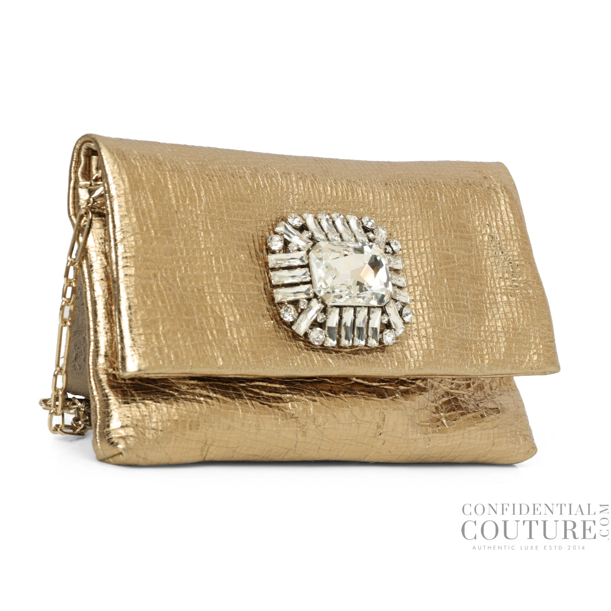 Gold Soft Vintage Goat Leather Titania Clutch