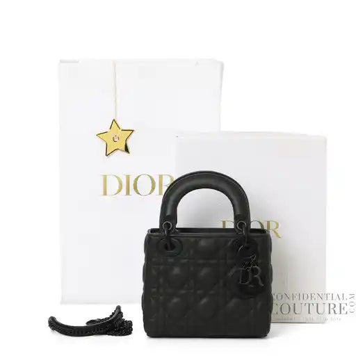 Mini Lady Dior Bag Black Ultramatte Cannage Calfskin